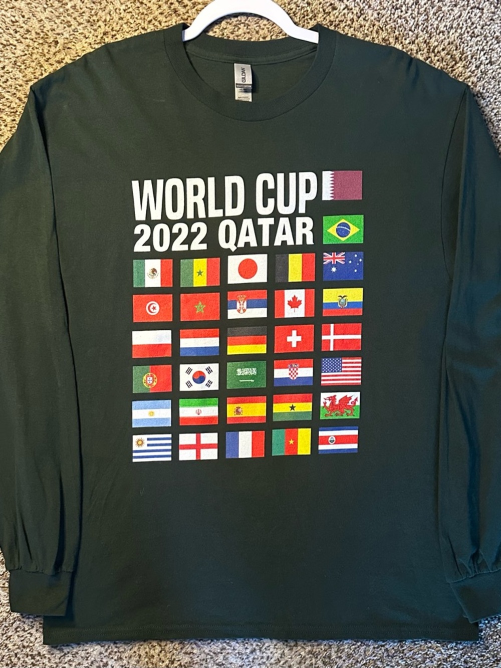 World Cup 2022 Qatar Long Sleeve Tee with Flags